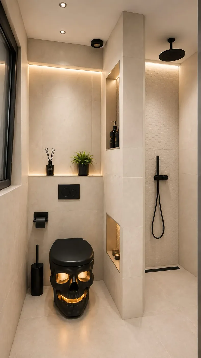 Modernisiertes Bad in Hochneukirch mit großformatigen Fliesen, bodengleicher Dusche und beleuchteten Nischen